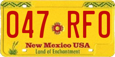 NM license plate 047RFO
