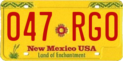 NM license plate 047RGO