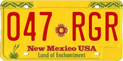 NM license plate 047RGR