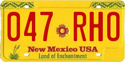 NM license plate 047RHO
