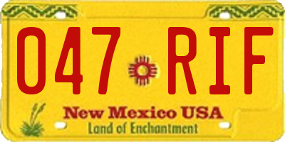 NM license plate 047RIF