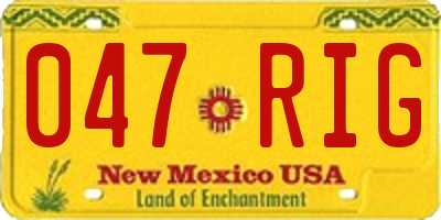 NM license plate 047RIG
