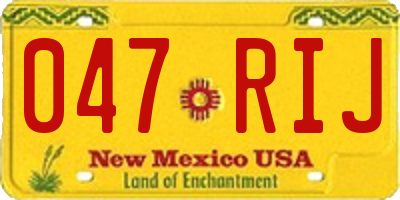 NM license plate 047RIJ
