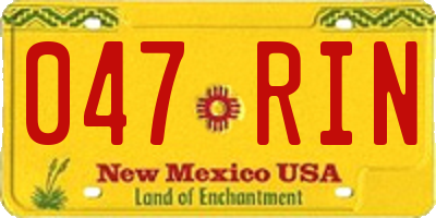 NM license plate 047RIN