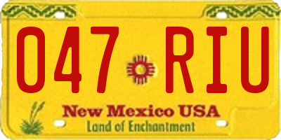 NM license plate 047RIU