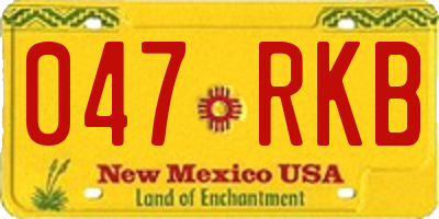 NM license plate 047RKB