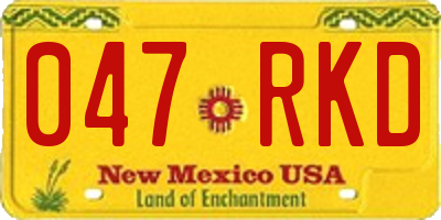 NM license plate 047RKD