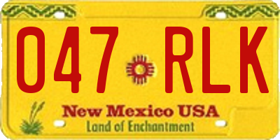 NM license plate 047RLK