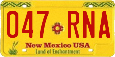 NM license plate 047RNA