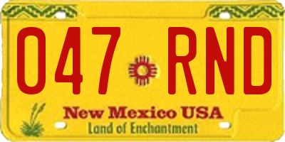 NM license plate 047RND