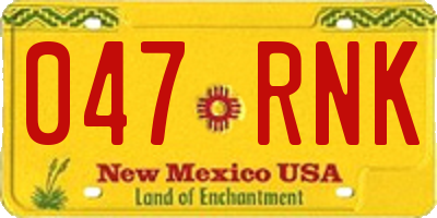 NM license plate 047RNK