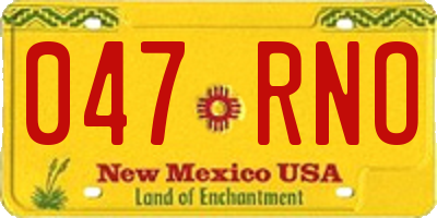 NM license plate 047RNO