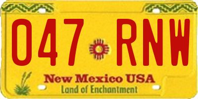 NM license plate 047RNW