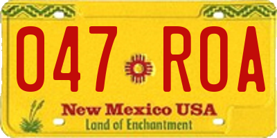 NM license plate 047ROA
