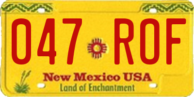 NM license plate 047ROF