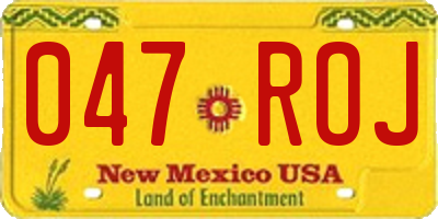 NM license plate 047ROJ