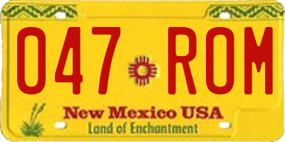 NM license plate 047ROM