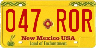 NM license plate 047ROR