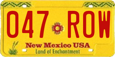 NM license plate 047ROW