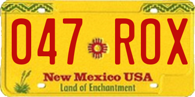 NM license plate 047ROX