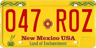 NM license plate 047ROZ