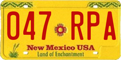 NM license plate 047RPA