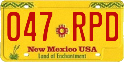 NM license plate 047RPD