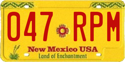 NM license plate 047RPM