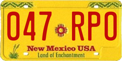 NM license plate 047RPO