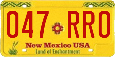 NM license plate 047RRO