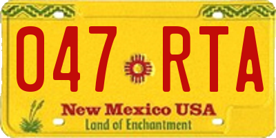 NM license plate 047RTA