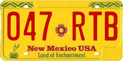 NM license plate 047RTB