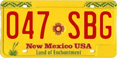 NM license plate 047SBG