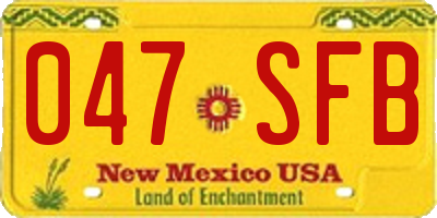 NM license plate 047SFB