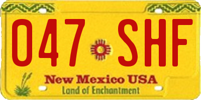 NM license plate 047SHF