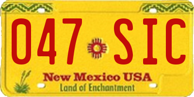 NM license plate 047SIC