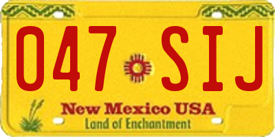 NM license plate 047SIJ