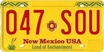 NM license plate 047SOU