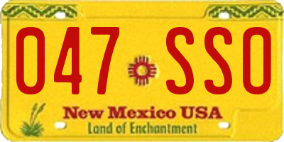 NM license plate 047SSO