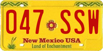 NM license plate 047SSW