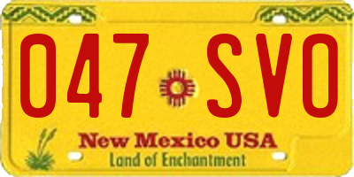 NM license plate 047SVO