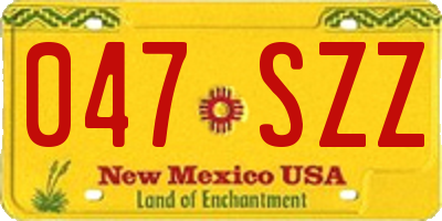 NM license plate 047SZZ