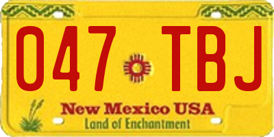 NM license plate 047TBJ
