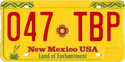 NM license plate 047TBP
