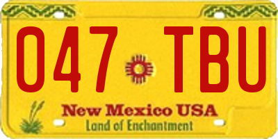 NM license plate 047TBU