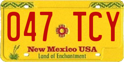NM license plate 047TCY