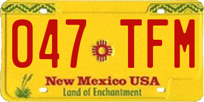 NM license plate 047TFM