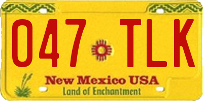 NM license plate 047TLK