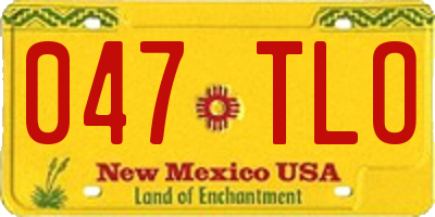 NM license plate 047TLO