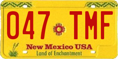 NM license plate 047TMF